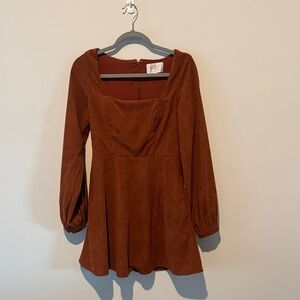 Elegant Brown Long Sleeve Dress